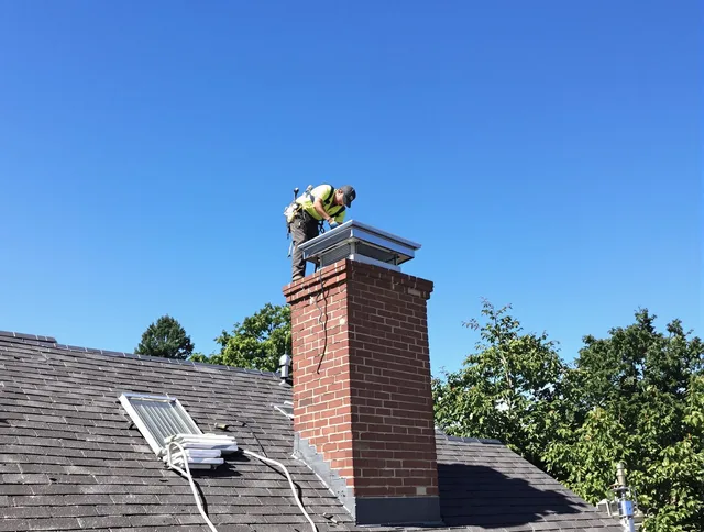 Kendale Lakes Chimney Sweep technician measuring a chimney cap in Kendale Lakes, FL