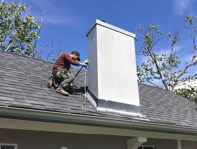 Kendale Lakes Chimney Sweep team member finishing chimney construction in Kendale Lakes, FL