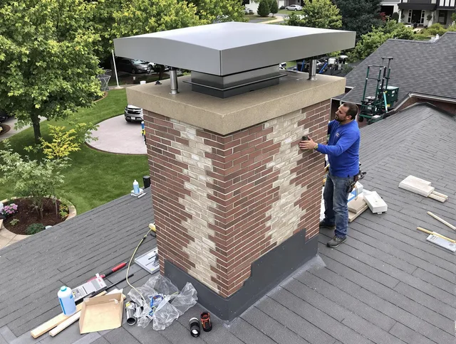 Kendale Lakes Chimney Sweep team working on a custom chimney remodel in Kendale Lakes, FL